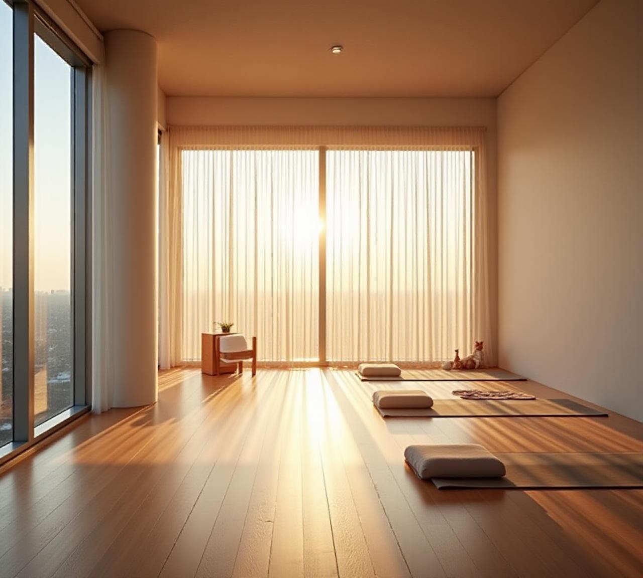 静寂な渋谷のヨガスタジオ内観